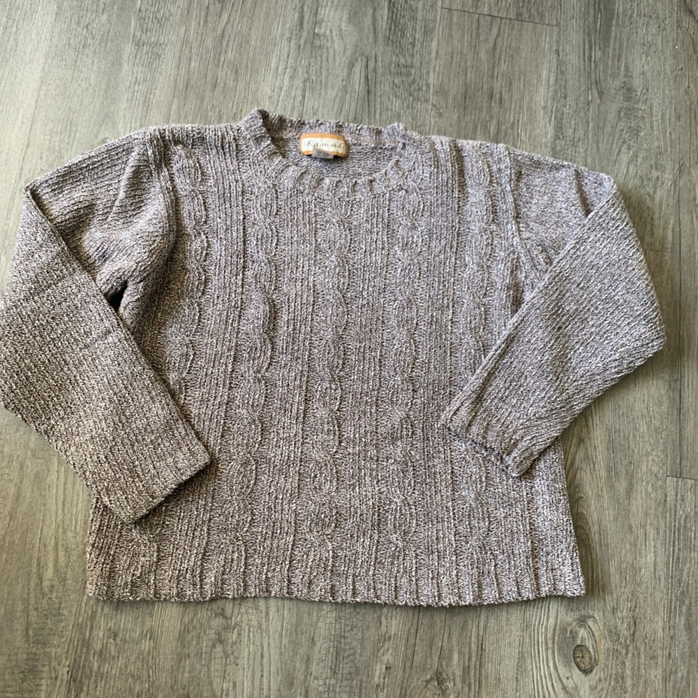 Kamal Vintage Cable Knit Pullover Sweater Womens Large Brown 80s 90s Preppy